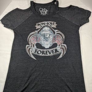 NWT! CHASER Bon Jovi Forever cold shoulder t-shirt